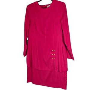 Ellen Ashley Dress Silk Dress Pink  Modest Vintage Sze 14